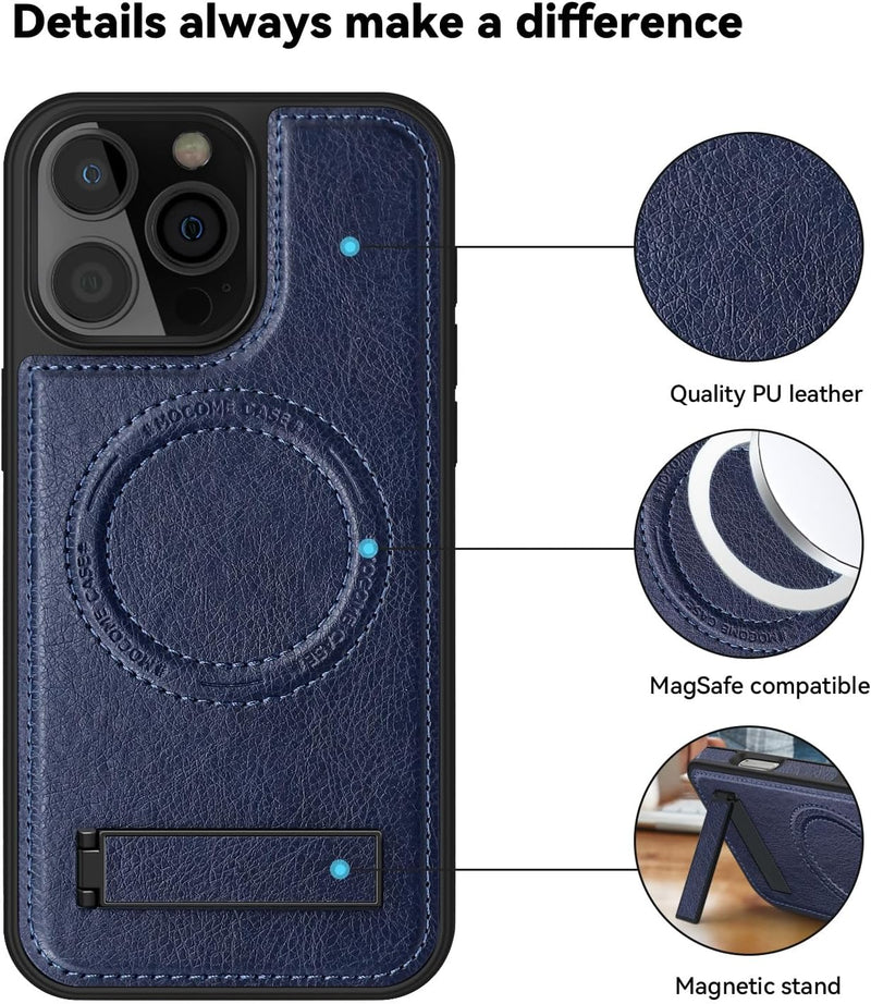 iPhone 16 Pro Max Case Wireless Charging Leather Phone Cases Best Blue - Gorilla Cases