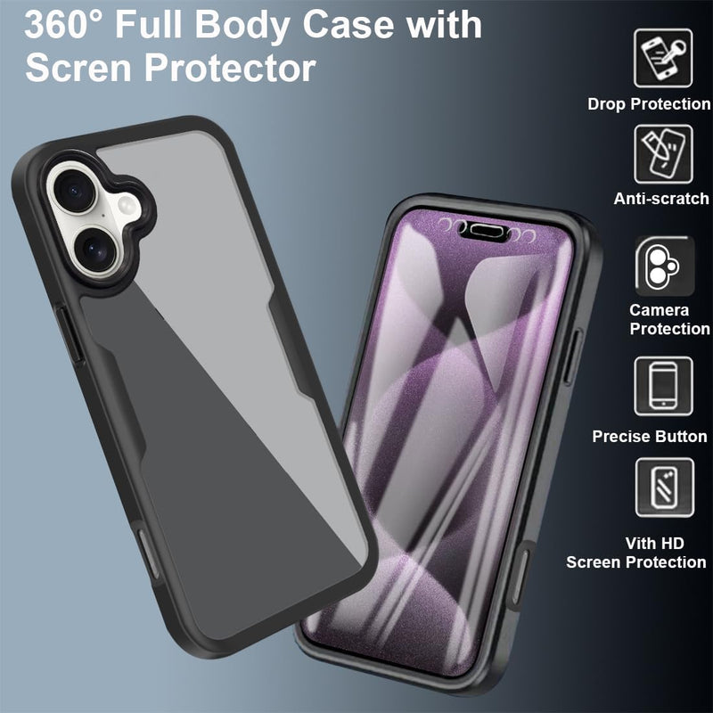 iPhone 16 Pro Max Case360° Full Body Clear Rugged Protective Case Cover Full Pink - Gorilla Cases