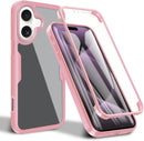 iPhone 16 Pro Max Case360° Full Body Clear Rugged Protective Case Cover Full Pink