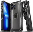 iPhone 16 Pro Rugged Case Belt Clip Holster Heavy Duty Tough Protective Cover - Black/Graphite Gray