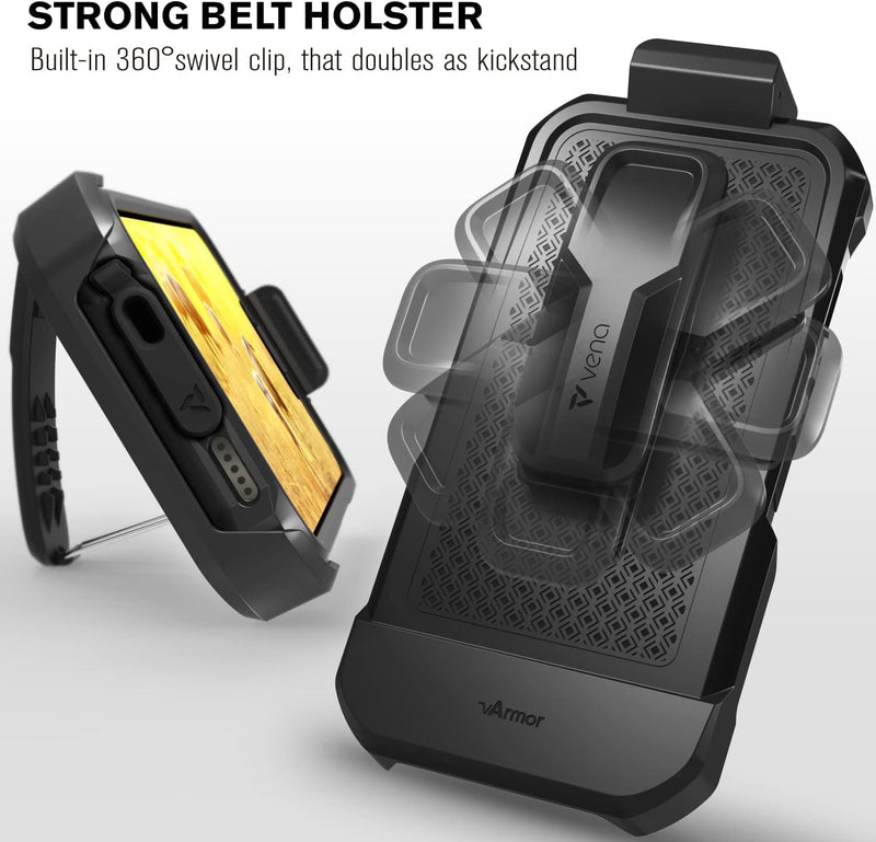 iPhone 16 Pro Rugged Case Belt Clip Holster Heavy Duty Tough Protective Cover - Black/Graphite Gray - Gorilla Cases