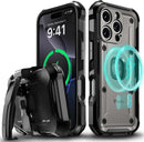 iPhone 16 Pro Rugged Case Belt Clip Holster Heavy Duty Tough Protective Cover - Black/Graphite Gray