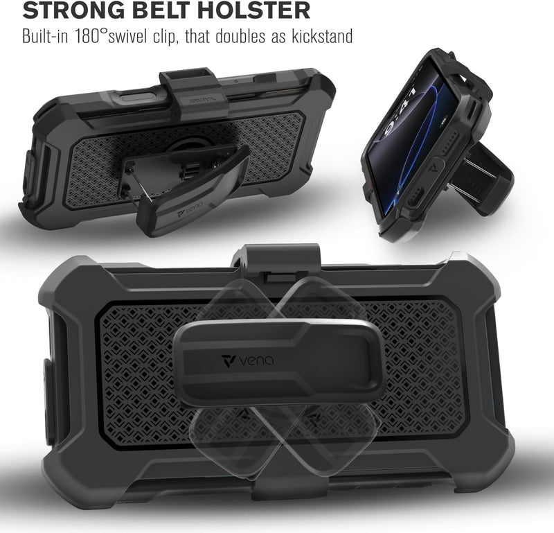 iPhone 16 Pro Rugged Case Belt Clip Holster Heavy Duty Tough Protective Cover - Black/Graphite Gray - Gorilla Cases