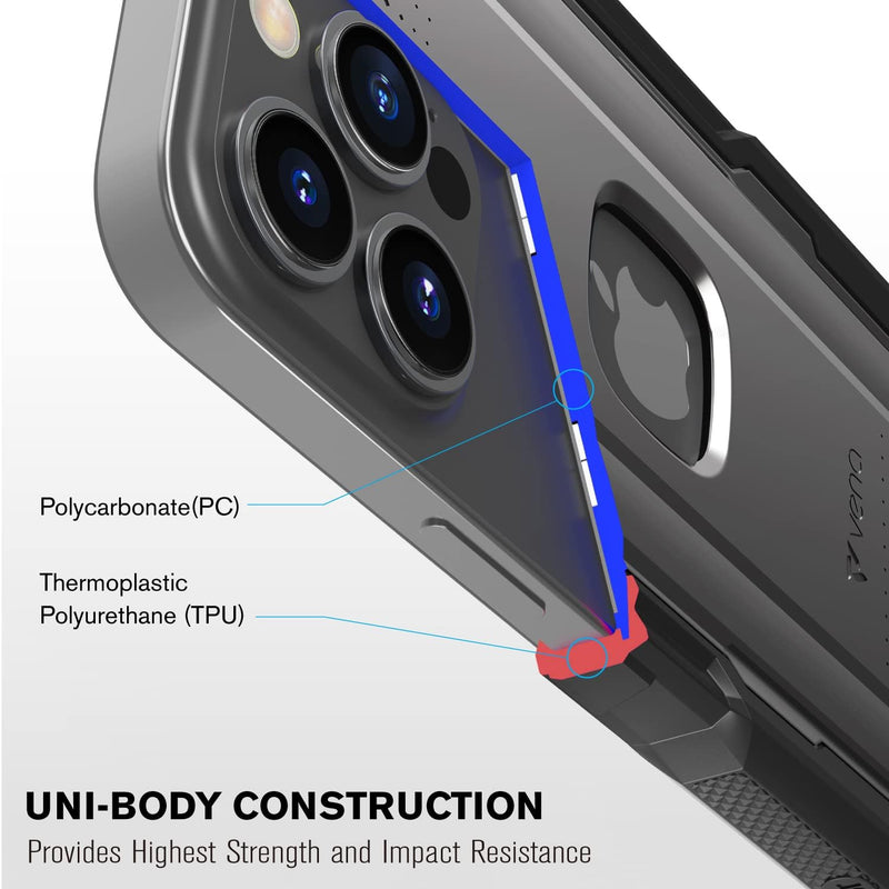 iPhone 16 Pro Rugged Case Belt Clip Holster Heavy Duty Tough Protective Cover - Black/Graphite Gray - Gorilla Cases