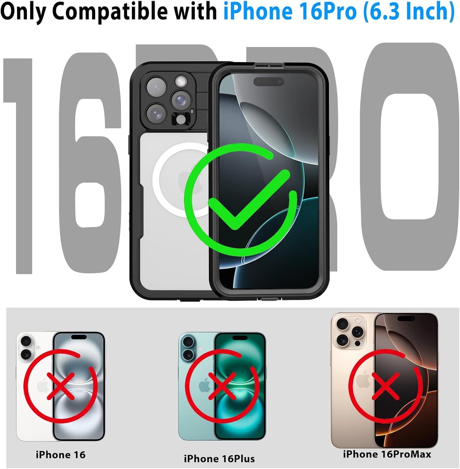 iPhone 16 Pro Waterproof Full Body Shockproof Case