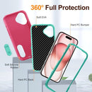 iPhone 16 Rugged PC + Silicone Phone Case with Holder