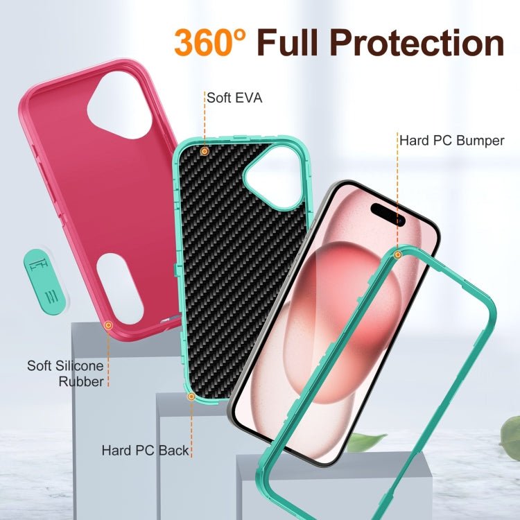 iPhone 16 Rugged PC + Silicone Phone Case with Holder