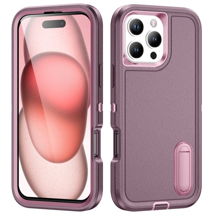 iPhone 16 Series Rugged PC + Silicone Phone Case with Holder