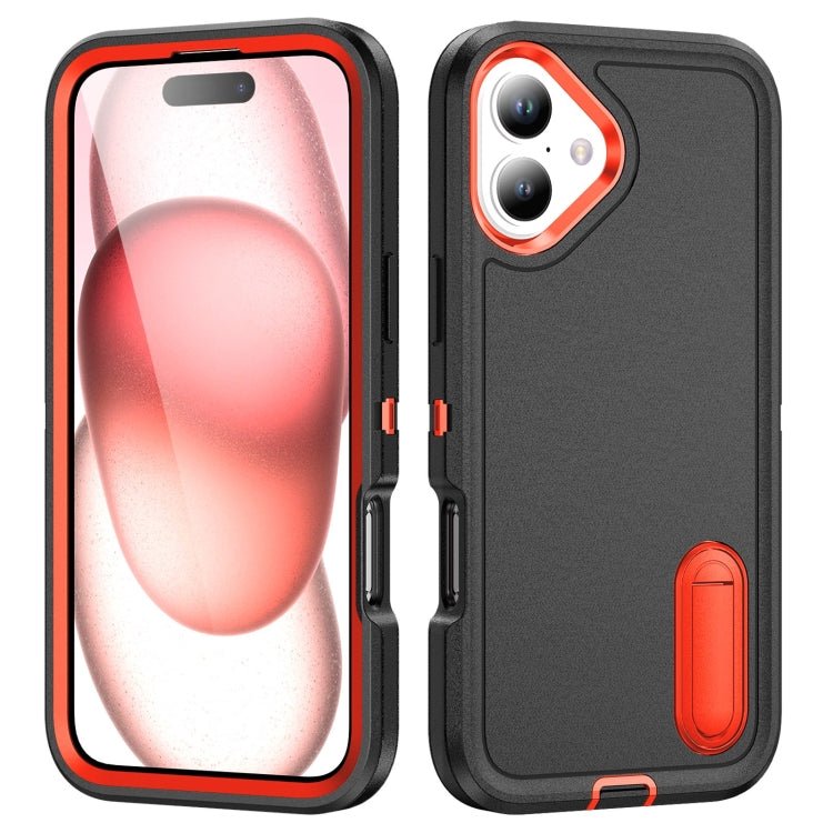 iPhone 16 Series Rugged PC + Silicone Phone Case with Holder