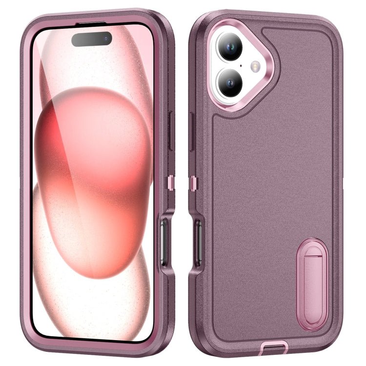 iPhone 16 Series Rugged PC + Silicone Phone Case with Holder