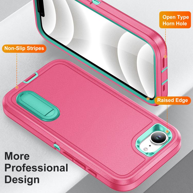 iPhone 16 Series Rugged PC + Silicone Phone Case with Holder