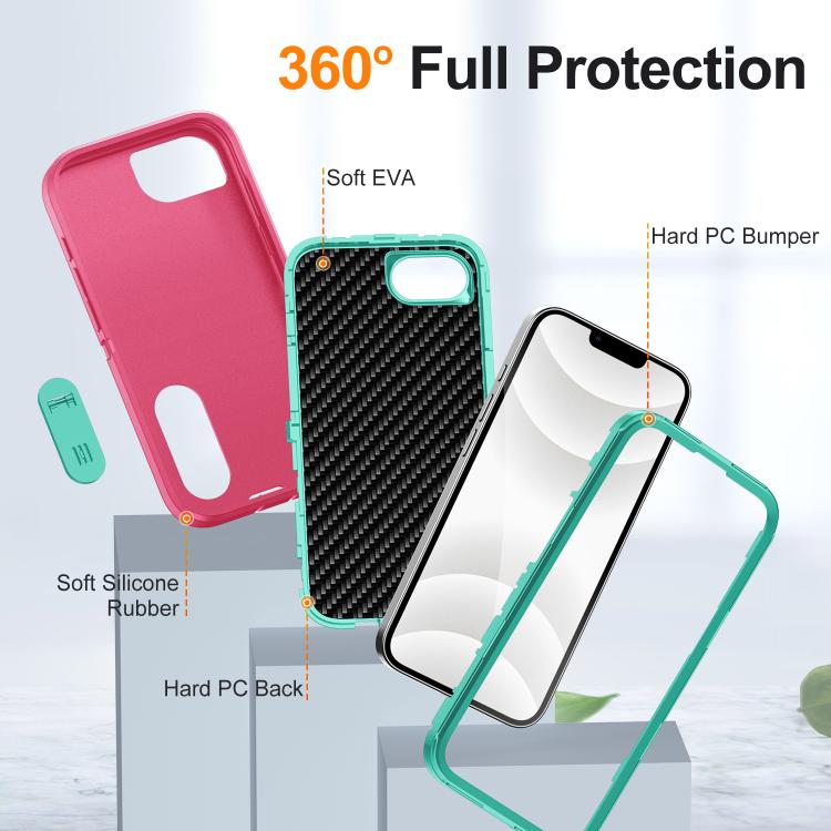 iPhone 16 Series Rugged PC + Silicone Phone Case with Holder