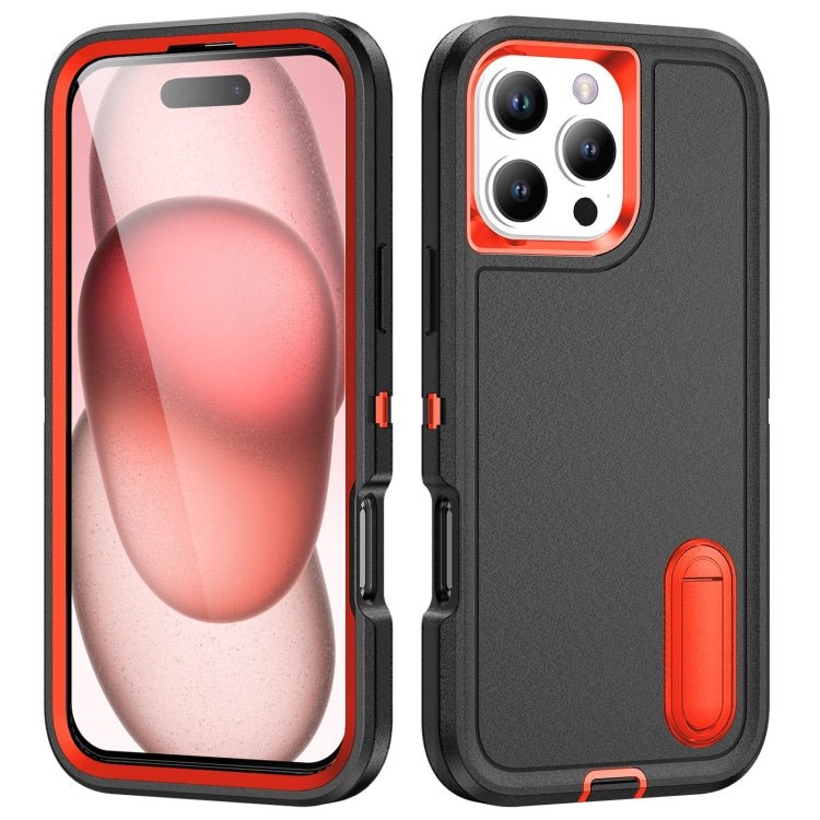 iPhone 16 Series Rugged PC + Silicone Phone Case with Holder