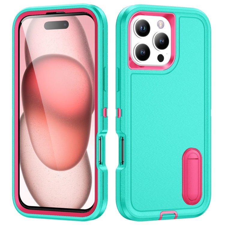 iPhone 16 Series Rugged PC + Silicone Phone Case with Holder