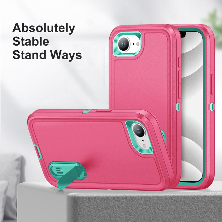 iPhone 16 Series Rugged PC + Silicone Phone Case with Holder