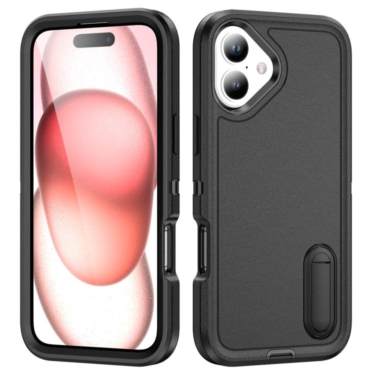 iPhone 16 Series Rugged PC + Silicone Phone Case with Holder