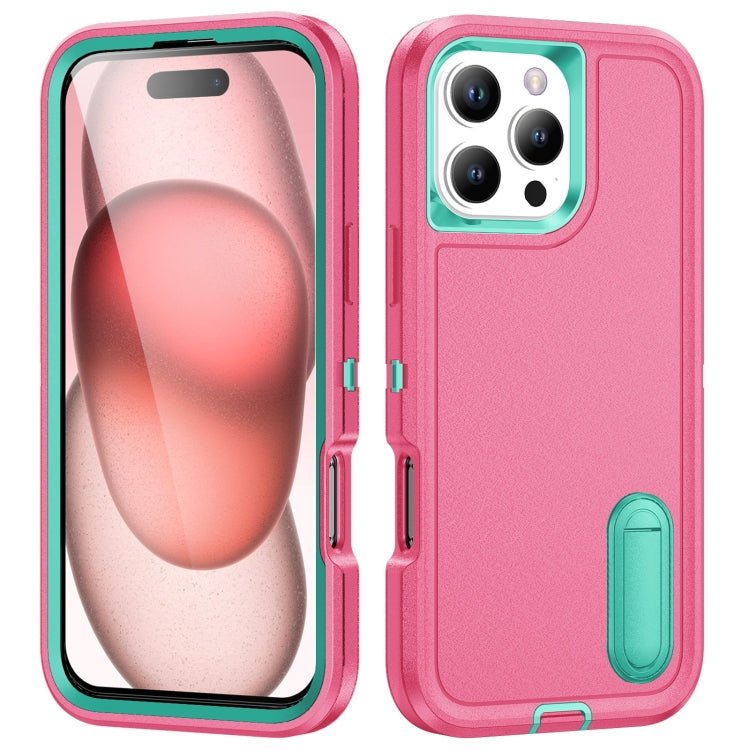 iPhone 16 Series Rugged PC + Silicone Phone Case with Holder