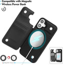 iPhone 16 Wallet Case Card Holder Cover Credit Card Slots Black