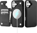 iPhone 16 Wallet Case Card Holder Cover Credit Card Slots Black