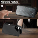 iPhone 16 Wallet Case Card Holder Cover Credit Card Slots Black