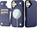 iPhone 16 Wallet Case Card Holder Cover Credit Card Slots Black