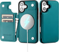 iPhone 16 Wallet Case Card Holder Cover Credit Card Slots Black