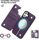 iPhone 16 Wallet Case Card Holder Cover Credit Card Slots Black