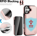 iPhone 16 Wallet Case Card Holder Cover Credit Card Slots Black