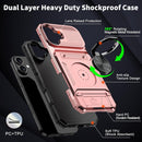 iPhone 16 Wallet Case Card Holder Store 2 Cards 360° Rotated Ring Stand Dual Layer Protection Wallet Phone Case