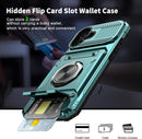 iPhone 16 Wallet Case Card Holder Store 2 Cards 360° Rotated Ring Stand Dual Layer Protection Wallet Phone Case