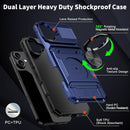 iPhone 16 Wallet Case Card Holder Store 2 Cards 360° Rotated Ring Stand Dual Layer Protection Wallet Phone Case