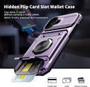 iPhone 16 Wallet Case Card Holder Store 2 Cards 360° Rotated Ring Stand Dual Layer Protection Wallet Phone Case