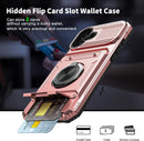 iPhone 16 Wallet Case Card Holder Store 2 Cards 360° Rotated Ring Stand Dual Layer Protection Wallet Phone Case