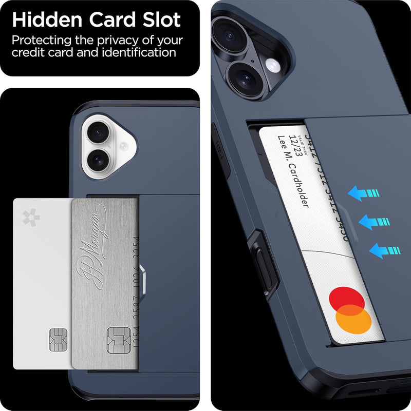 iPhone 16 Wallet Case Hidden Card Slot Wireless Charging Compatible Case with Card Holder Black - Gorilla Cases