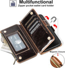 iPhone 16 Wallet Case RFID Blocking Zipper Credit Card Holder Slots Red