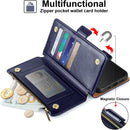 iPhone 16 Wallet Case RFID Blocking Zipper Credit Card Holder Slots Red