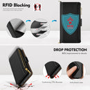 iPhone 16 Wallet Case RFID Blocking Zipper Credit Card Holder Slots Red