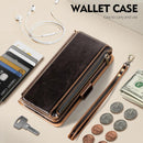 iPhone 16 Wallet Case RFID Blocking Zipper Credit Card Holder Slots Red