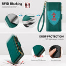 iPhone 16 Wallet Case RFID Blocking Zipper Credit Card Holder Slots Red