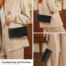 iPhone 16 Wallet Case RFID Blocking Zipper Credit Card Holder Slots Red