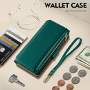 iPhone 16 Wallet Case RFID Blocking Zipper Credit Card Holder Slots Red - Gorilla Cases