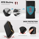 iPhone 16 Wallet Case RFID Blocking Zipper Credit Card Holder Slots Red