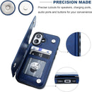 iPhone 16 Wallet Case with Card Holder PU Leather Kickstand Card Slots Case Black - Gorilla Cases