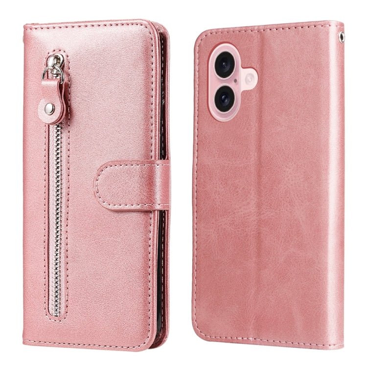 iPhone 16/17 Calf Texture Zipper Leather Fashion Case