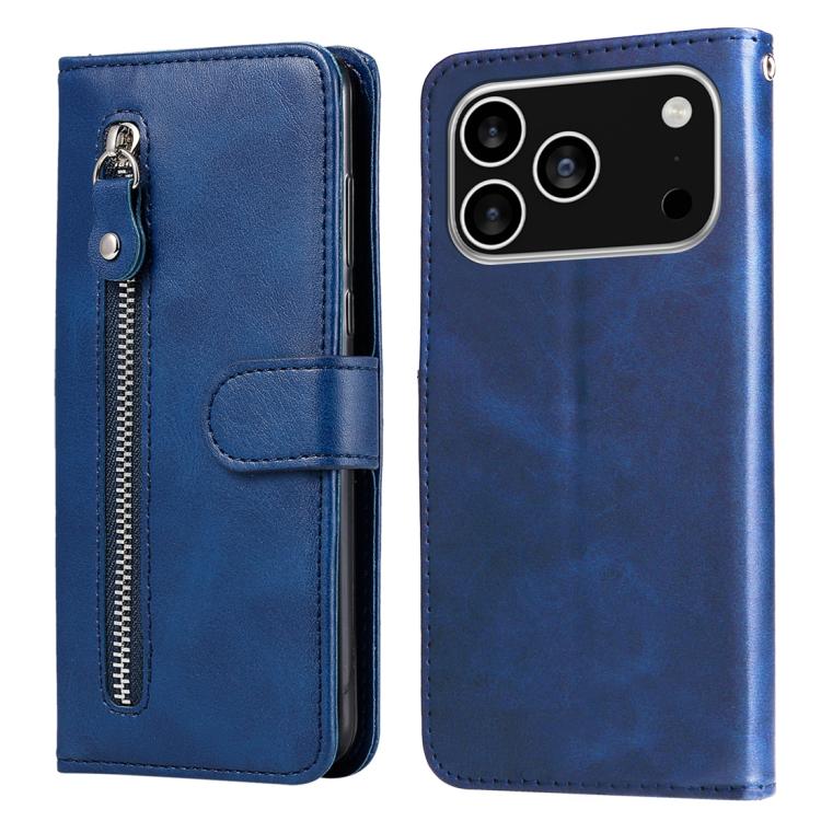 iPhone 16/17 Calf Texture Zipper Leather Fashion Case