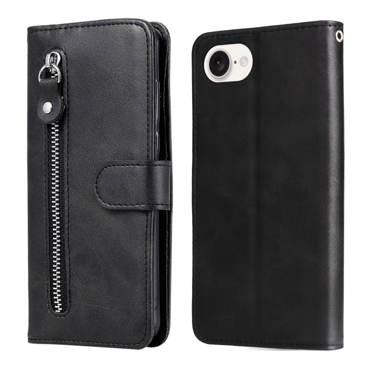 iPhone 16/17 Calf Texture Zipper Leather Fashion Case