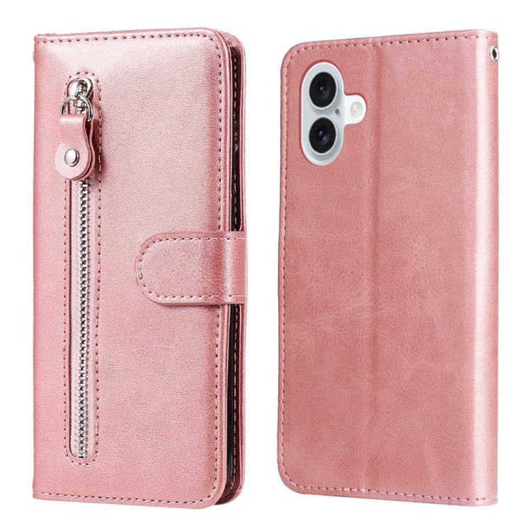 iPhone 16/17 Calf Texture Zipper Leather Fashion Case