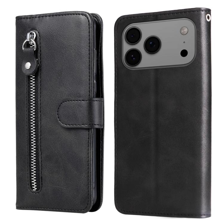 iPhone 16/17 Calf Texture Zipper Leather Fashion Case