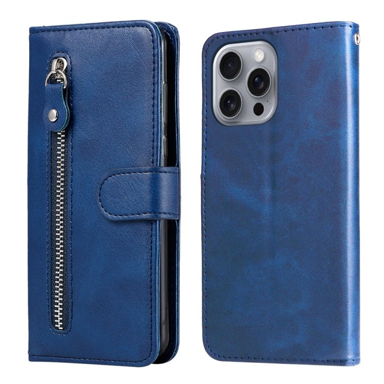 iPhone 16/17 Calf Texture Zipper Leather Fashion Case