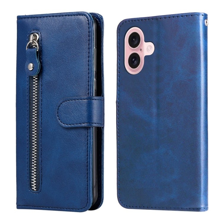 iPhone 16/17 Calf Texture Zipper Leather Fashion Case